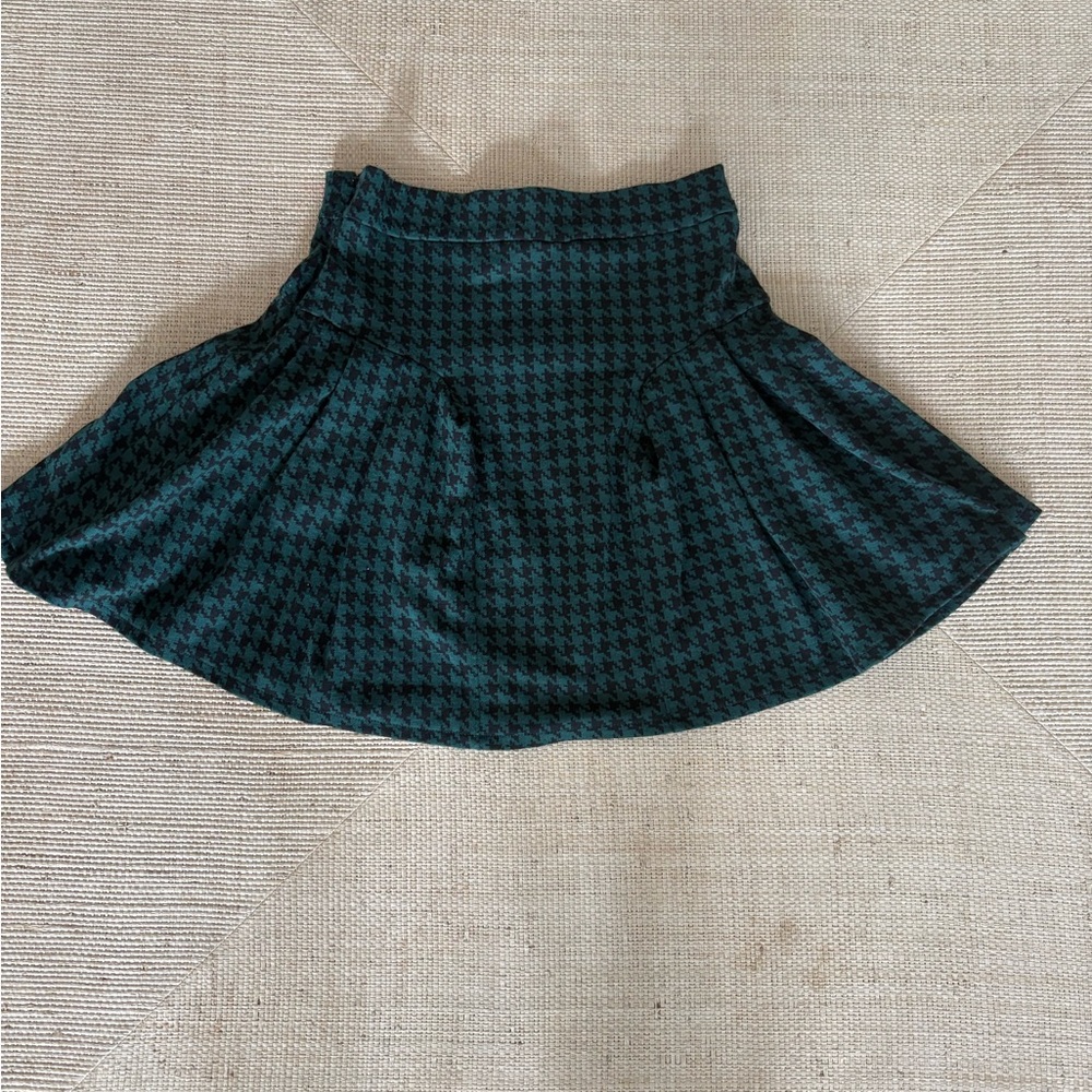 Zara Girls Green Houndstooth Patterned Skirt sz 11/12